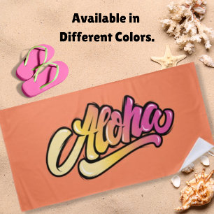 Modern Funky Coral   Faded Orange Aloha  Beach Towel