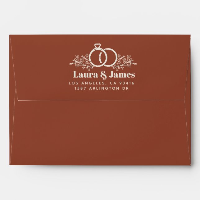 Modern funky retro colourful wedding Envelope (Back (Top Flap))