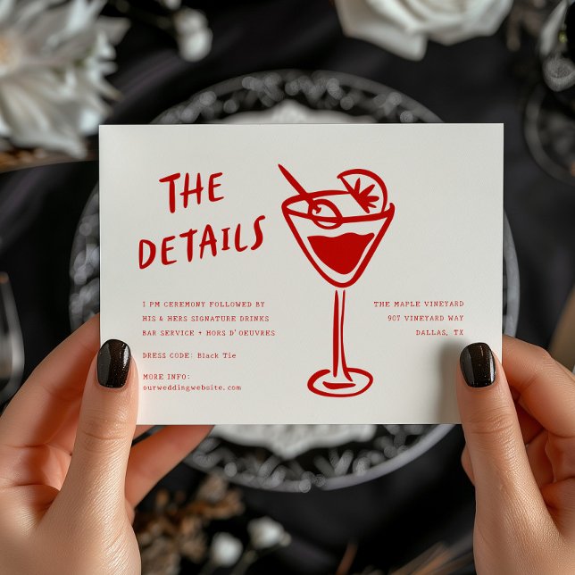 Modern Funky Retro QR Code Wedding Detail Enclosure Card (Creator Uploaded)