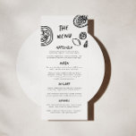 Modern Funky Retro Wedding Menu<br><div class="desc">Our one-of-a-kind hand drawn wedding menu is truly *chefs kiss*. This design features a fun and eclectic typography that imitates natural handwriting,  with custom-made illustrations,  perfect for representing your reception and dinner party.</div>