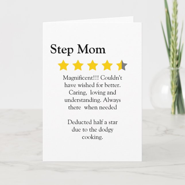 Modern, Funny, 4.5 star step Mum review, Card (Front)