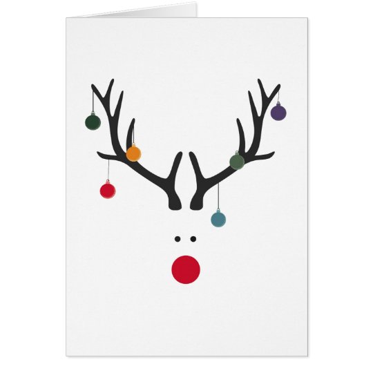 Modern funny abstract Christmas reindeer on white Card