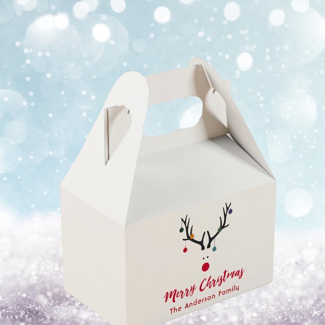 Modern funny abstract Christmas reindeer white Favour Box (Creator Uploaded)