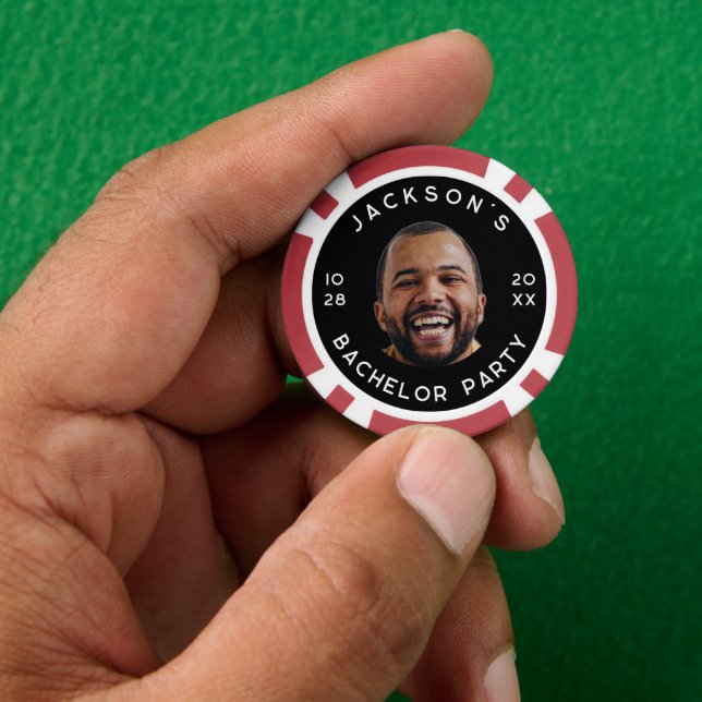 Modern Funny Bachelor Party Photo Poker Chips (Hand)