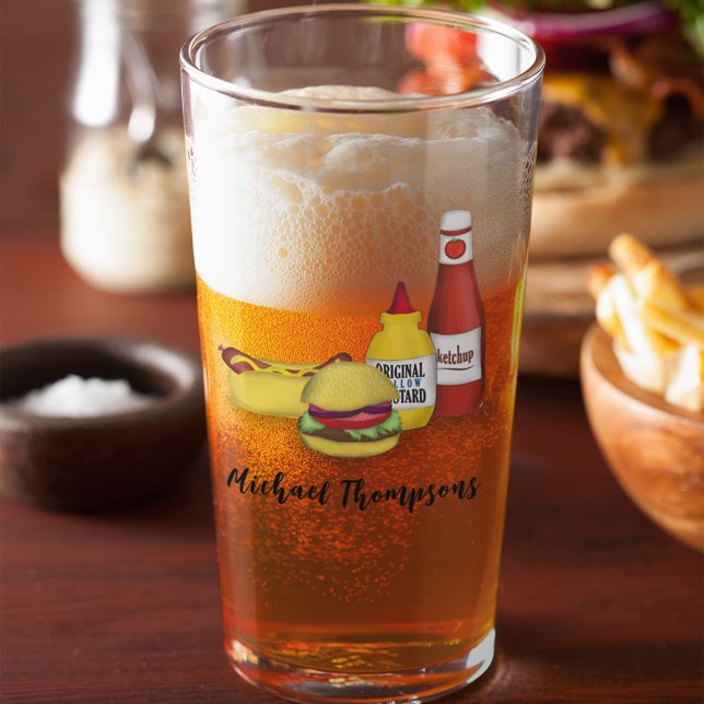 Modern Funny BBQ Personalised  Glass (BBQ Beer glass)