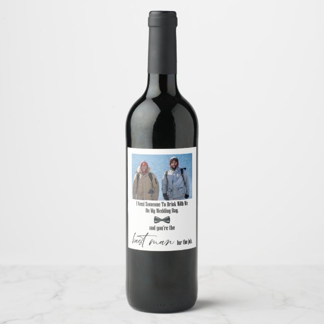 Modern Funny Best Man Proposal  Wine Label (Front)