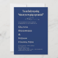 Modern Funny Black White Wedding Invitation