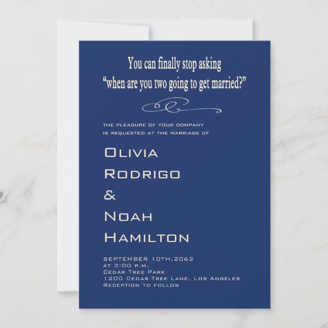 Modern Funny Black White Wedding Invitation (Front)