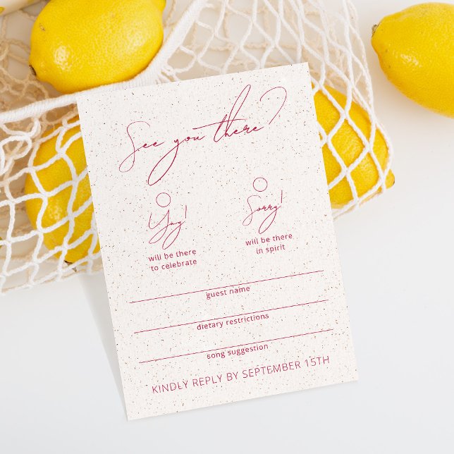 Modern Funny Calligraphy White & Magenta RSVP Card (Creator Uploaded)