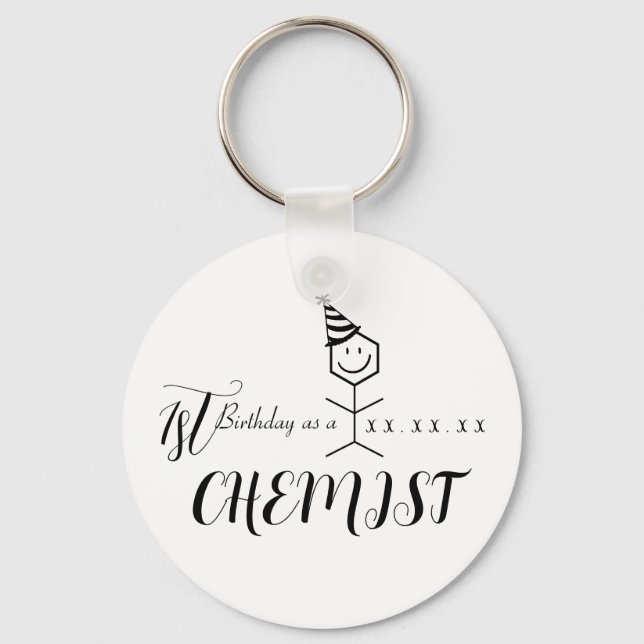 Modern Funny Chemist Pharmacist Birthday Chemistry Key Ring (Front)