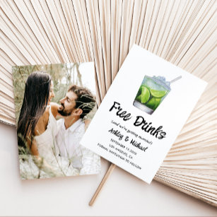 Modern Funny Cocktail Free Drinks Wedding Photo  Save The Date
