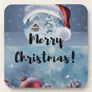 Modern funny cute Christmas reindeer Coaster