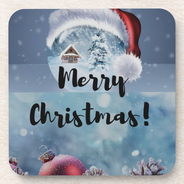 Modern funny cute Christmas reindeer     Coaster (Front)