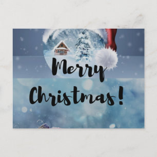 Modern funny cute Christmas reindeer Holiday Postcard