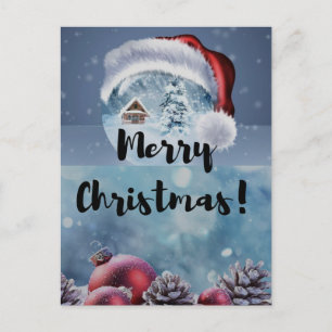 Modern funny cute Christmas reindeer Holiday Postcard