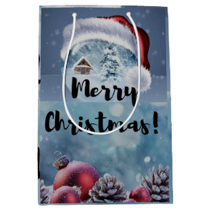 Modern funny cute Christmas reindeer Medium Gift Bag