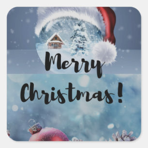 Modern funny cute Christmas reindeer    Square Sticker