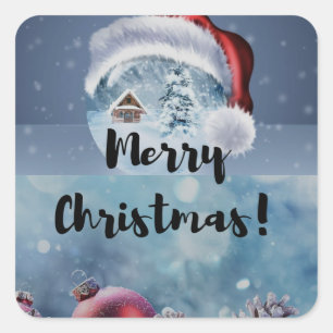 Modern funny cute Christmas reindeer Square Sticker