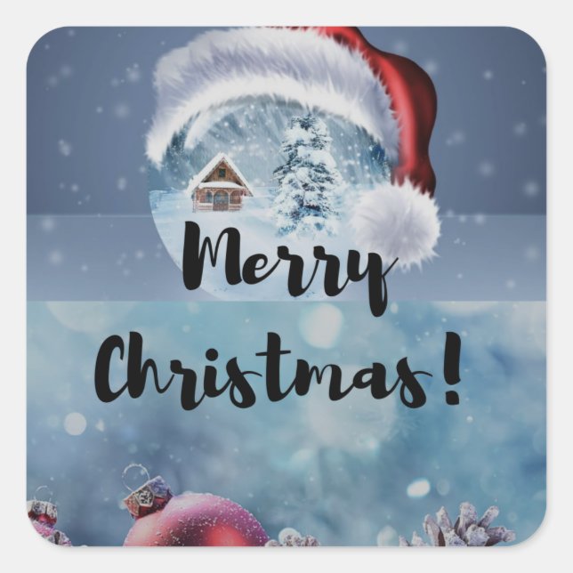 Modern funny cute Christmas reindeer      Square Sticker (Front)