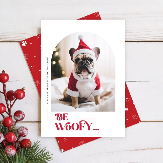 Modern Funny Dog Pet Arch Photo Christmas Holiday Card (Creator Uploaded)