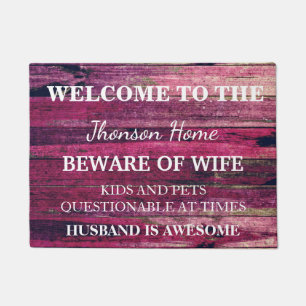 Modern Funny Family Name Welcome Personalized Door Doormat