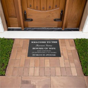 Modern Funny Family Name Welcome Personalized Doormat