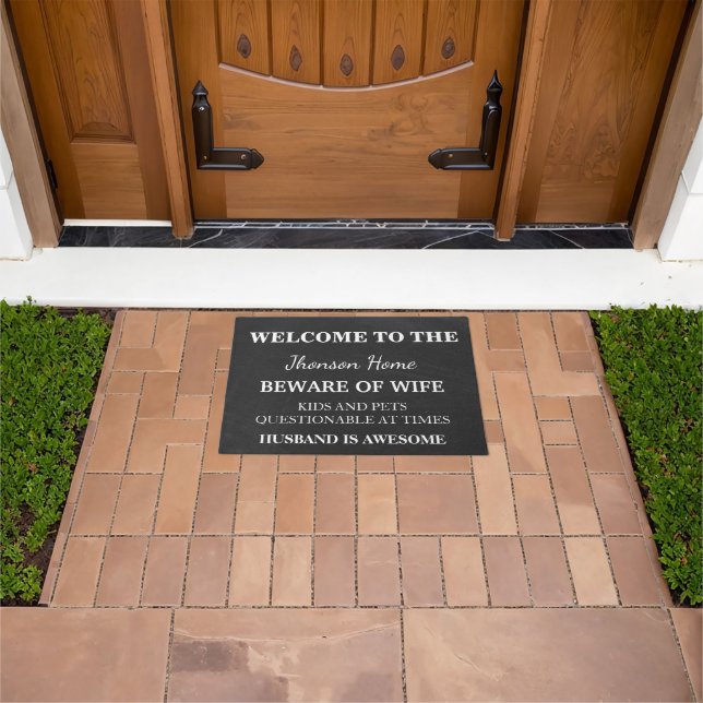 Modern Funny Family Name Welcome Personalized Doormat (Outdoor)