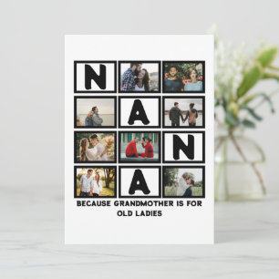 Modern Funny Grandmother Cute Nana 8 Photo Collage Holiday Card