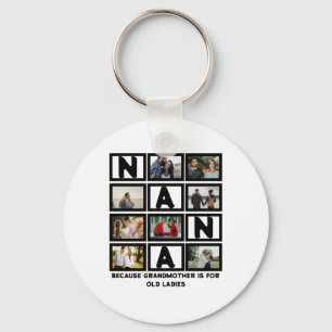 Modern Funny Grandmother Cute Nana 8 Photo Collage Key Ring