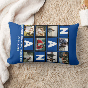 Modern Funny Grandmother Cute Nana 8 Photo Collage Lumbar Cushion