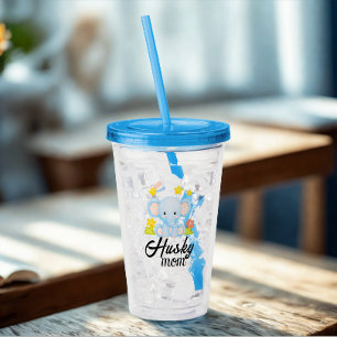 Modern Funny Husky Mum Cute Elephant Acrylic Tumbler