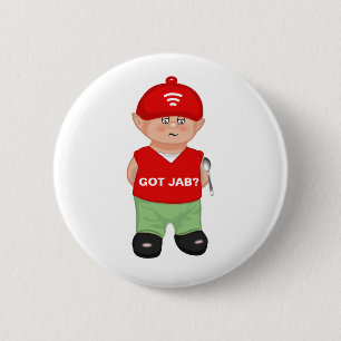 Modern funny jabbed cartoon 6 cm round badge