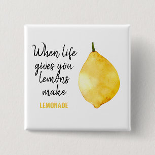 Modern Funny Lemon Yellow Quote 15 Cm Square Badge