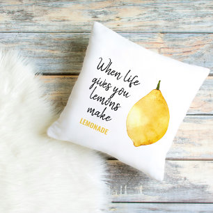 Modern Funny Lemon Yellow Quote Cushion