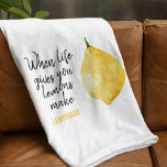 Modern Funny Lemon Yellow Quote Fleece Blanket<br><div class="desc">Modern Funny Lemon Yellow Quote</div>