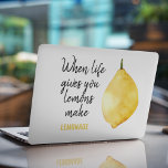Modern Funny Lemon Yellow Quote HP Laptop Skin<br><div class="desc">Modern Funny Lemon Yellow Quote</div>