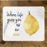 Modern Funny Lemon Yellow Quote Mouse Pad<br><div class="desc">Modern Funny Lemon Yellow Quote</div>