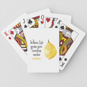 Modern Funny Lemon Yellow Quote Playing Cards