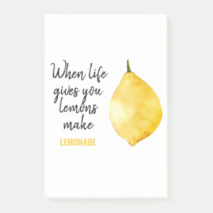 Modern Funny Lemon Yellow Quote Post-it Notes