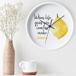 Modern Funny Lemon Yellow Quote Round Clock<br><div class="desc">Modern Funny Lemon Yellow Quote</div>