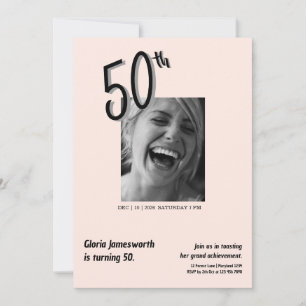 Modern Funny Light Pink Photo 50th Birthday  Invitation