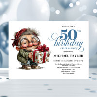 Modern Funny Man 50th Birthday Humor Cartoon Style
