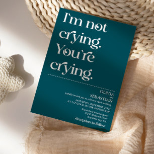Modern Funny Minimal Typography Deep Teal Wedding Invitation
