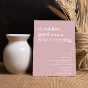 Modern Funny Minimal Typography Dusty Rose Wedding Invitation