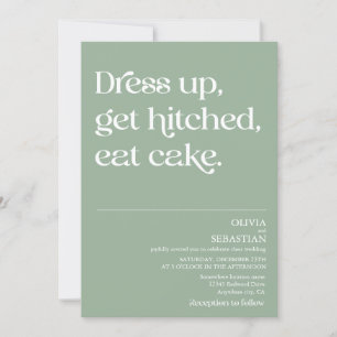 Modern Funny Minimal Typography Sage Green Wedding Invitation