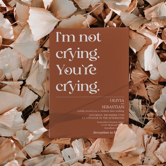 Modern Funny Minimal Typography Terracotta Wedding Invitation (Creator Uploaded)