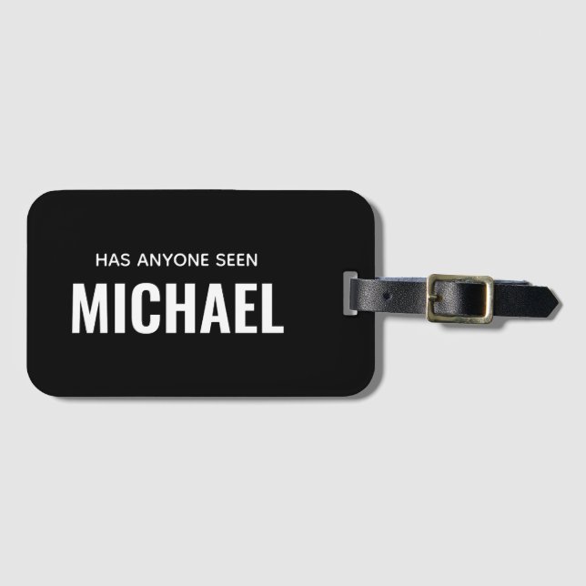 Modern Funny Monogram Personalised Name Luggage Tag (Front Horizontal)