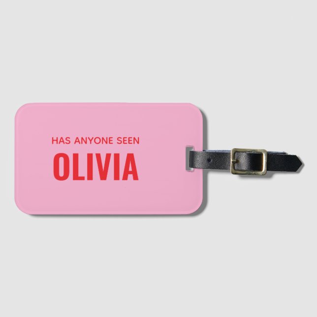 Modern Funny Monogram Personalised Name Luggage Tag (Front Horizontal)