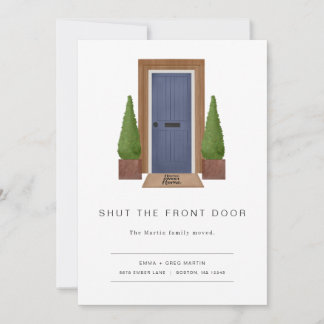 Modern Funny Moving Announcement with Front Door