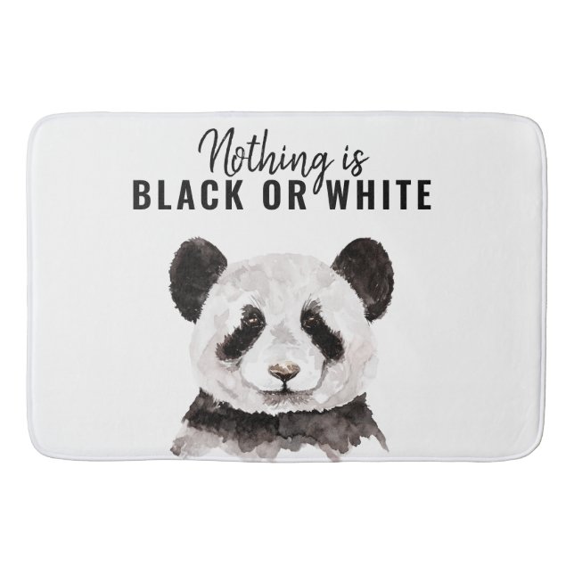 Modern Funny Panda Black And White With Quote Bath Mat (Front)